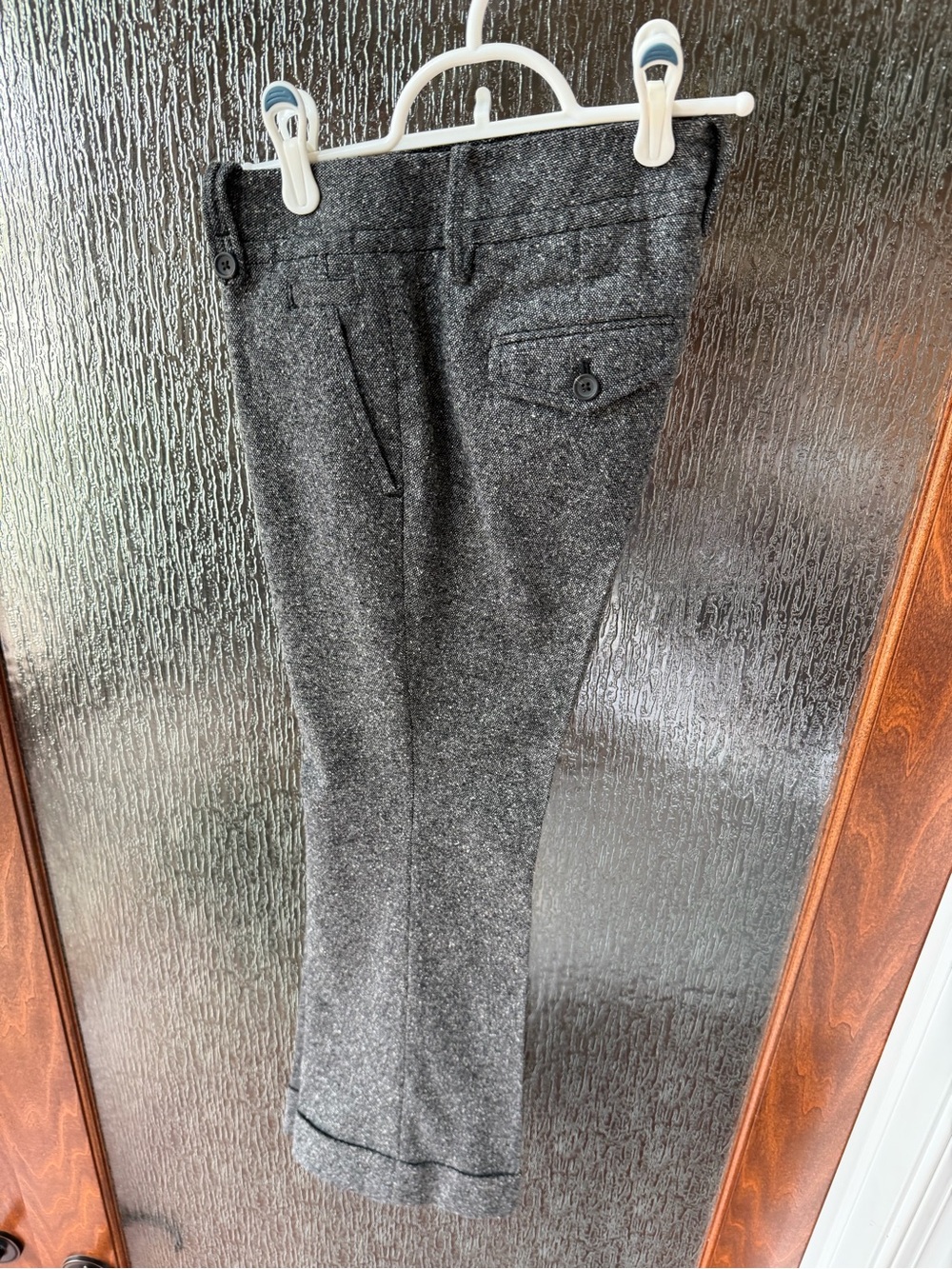 LOFT Petite Gray Trouser Pants 2P Straight Leg Button Back Pockets
